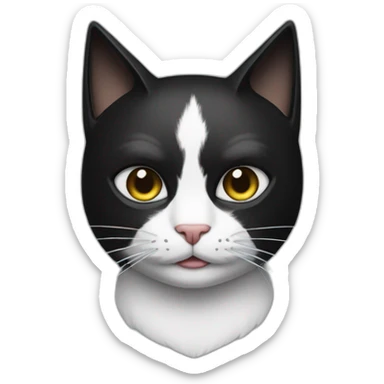 A black white cat with a Batman mask sticker