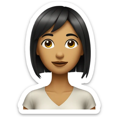 Chica con flequillo y pel medio corto de color negro sticker