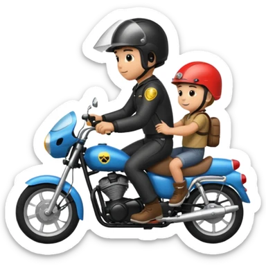black lab riding motorbike with boy  sticker