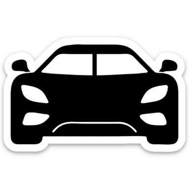 Convert this Koenigsegg icon to a solid black filled icon style, keeping the silhouette and details clear, no background, no text. sticker