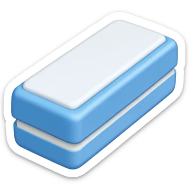 A single white eraser with dark blue and light blue wrap sticker
