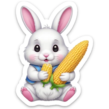 rabbit eating corn sticker