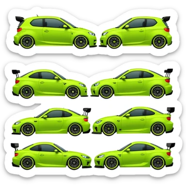 Emoji pack for R2 motorsport company, drift builds, motorsport parts, lime theme, just text sticker