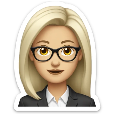 sophisticated white woman with glasses and long dark hair wearing a suit sticker