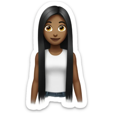 A girl with black straight and long hair  sticker