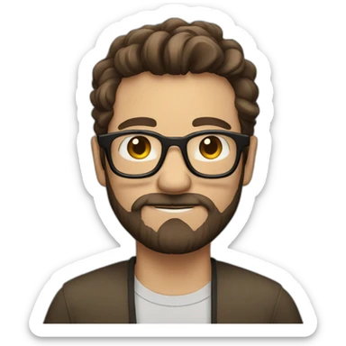 guy with tall beard and brown hair and glasses sticker