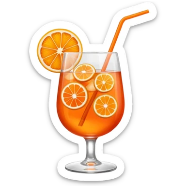 Mach mir einen Aperol in Emoji Stil - eine Orangenscheibe im Glas und ein Strohhalm - keine Deko  sticker