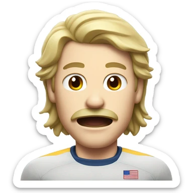 white athlete with a mustache and a mullet yelling  sticker