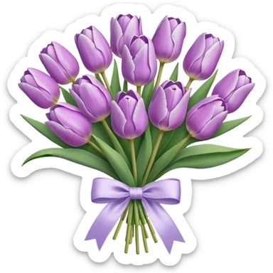 Pastel lilac tulip bouquet with bow sticker