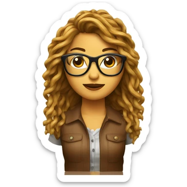 Chica con moño alto castaña con gafas de pasta marrones sticker