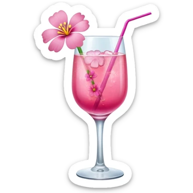 Pink Cocktail with flowers  sticker