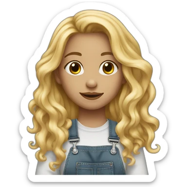 girl with long blonde wavy, a nose ring and dungarees sticker