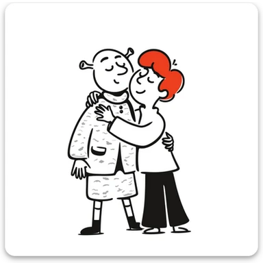 Shrek hugging a red-haired teenage boy sticker