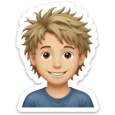 barefooted boy with messy hair sticker