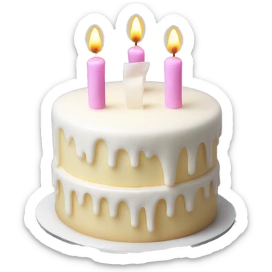 Realistic white cake with candles sticker
