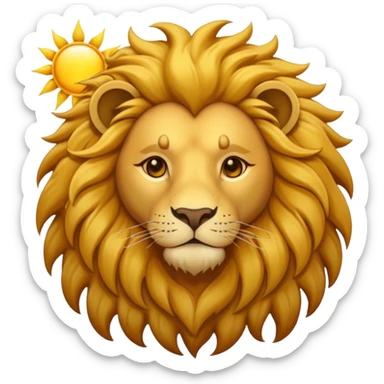 Realistic lion with a sun behind it sticker