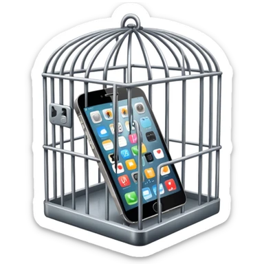 a mobile phone locked in cage sticker