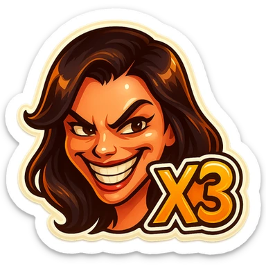 grin EVIL LOOk , Make it say "X3"" sticker