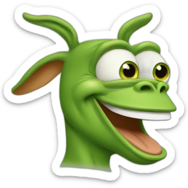 donkey with the face of pepe the frog three quarter view sticker