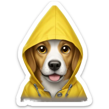 Dog wearing a yellow raincoat sticker
