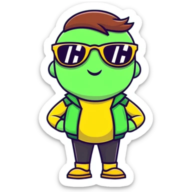 pistachio with sunglasses and a confident pose, cartoon style sticker