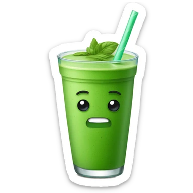 Green smoothie with glass straw sticker