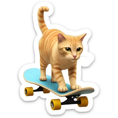 A cat doing a no-comply on a skateboard over a parking curb  sticker