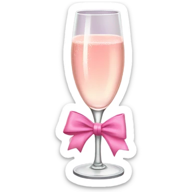 pink champagne flute with a bow sticker