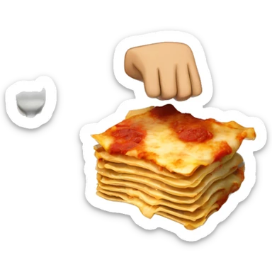 A fist punching a plate of lasagna  sticker