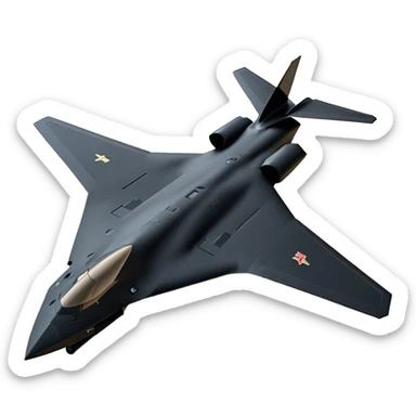 B-2 Spirit bomber - Northrop B-2 (Model Year: 2021) (Iconic colour: Stealth black) - A sleek, stealth bomber with smooth, angular contours and a matte jet-black finish. Emphasize a futuristic, minimalist design with a seamless fuselage, low-profile wings, and an overall intimidating stealth aesthetic. sticker