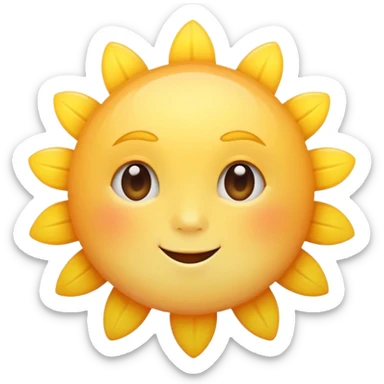 Generate a high-quality 3D cartoon-style emoji of a yellow sun, bright and cheerful, smooth gradient colors, rounded and cute appearance, simple white background, high-resolution.
 sticker