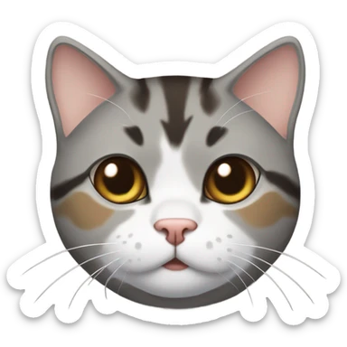 fat American short hair cat，gray and brown sticker