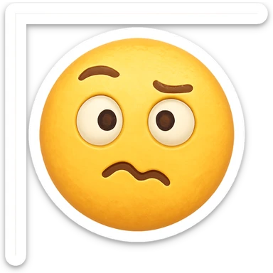 yellow face with confused expression emoji, digital illustration, no background sticker