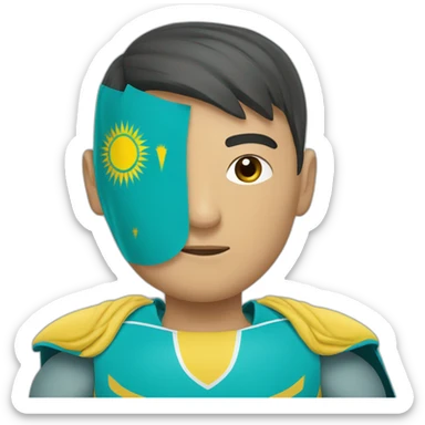 Superhero Kazakhman with flag of Kazakhstan sticker