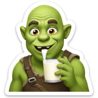 Ogre drinking milk sticker