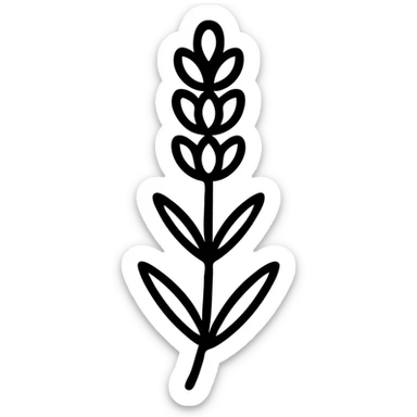 lavender sprig flat icon, clear lines, simple design sticker