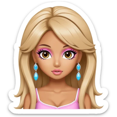 gyaru style, pretty makeup, pretty bratz baddie sticker