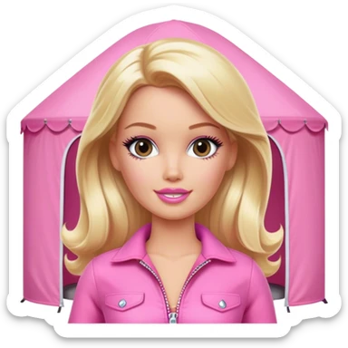 Blonde Barbie, glamping, pink outfit  sticker