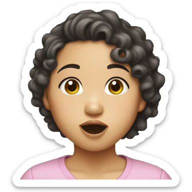 Asian girl with curly hair giving kisses sticker