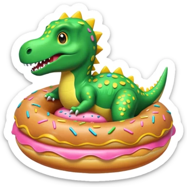 Dinosaur in a donut floaty sticker