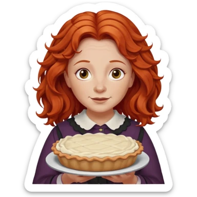 Molly Weasley with wavy hair and pie in her hands sticker