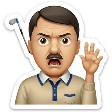 Adolf Hitler playing golf while yelling Fore! sticker