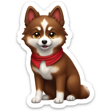 Pomsky chocolate color with redish robes like a fox  sticker