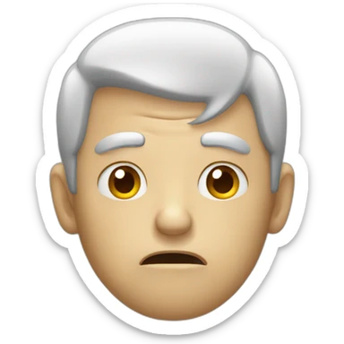 an old man holding his head because of stress sticker