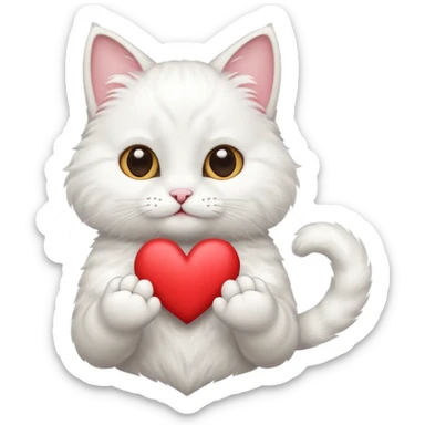 Cute white cat making heart shape with his hand above the head like this🙆‍♂️ sticker