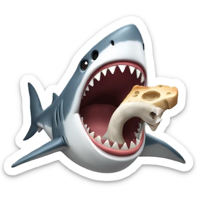 shark eating a dog bone sticker