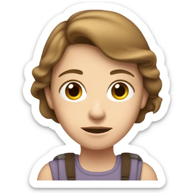 Female pale Caucasian brown hair on the edge of her seat waiting sticker