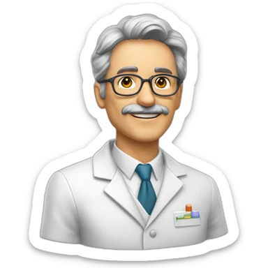 Professor Gustavo careca de 48 anos dand aula de quimica mas despojado sticker