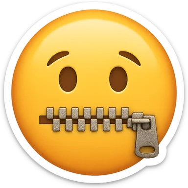 face with zipper mouth emoji, digital illustration, no background sticker