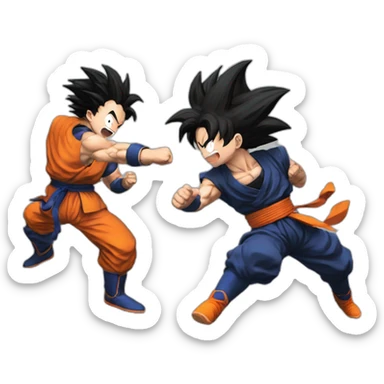 Tanjiro y goku en una pelea sticker